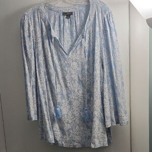 Style & Co. Light Blue and White Top